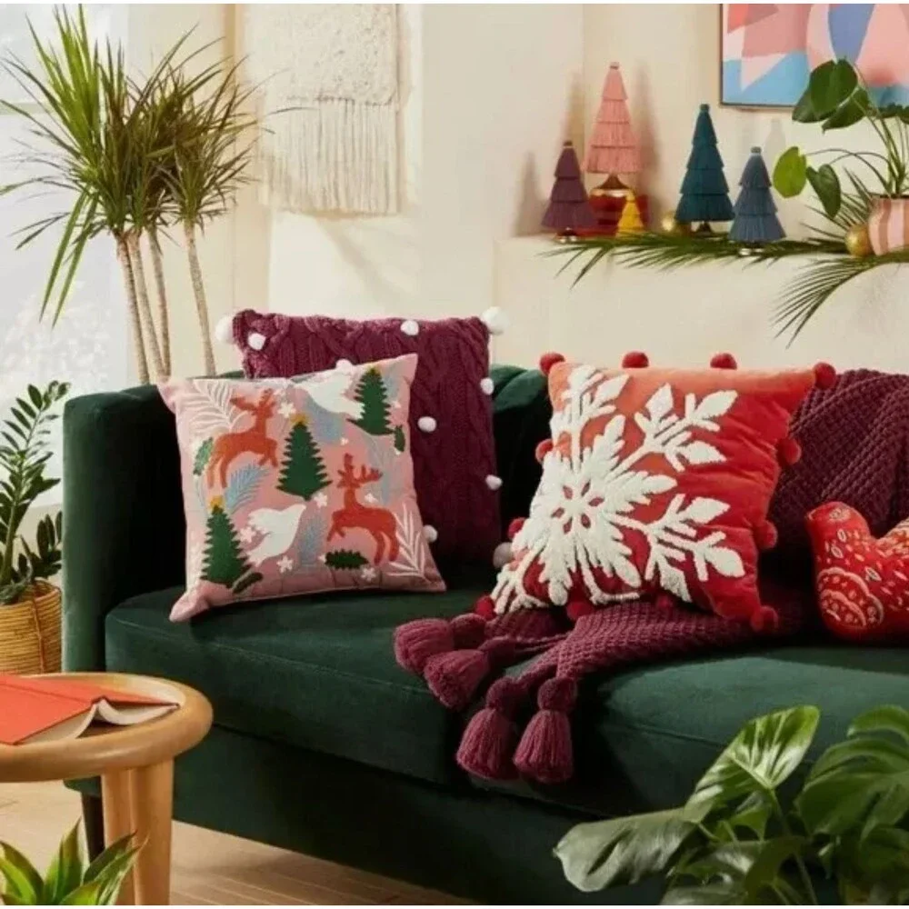 Opalhouse‎ Jungalow Embroidered Winter Scene Hygge Square 18x18 Throw Pillow